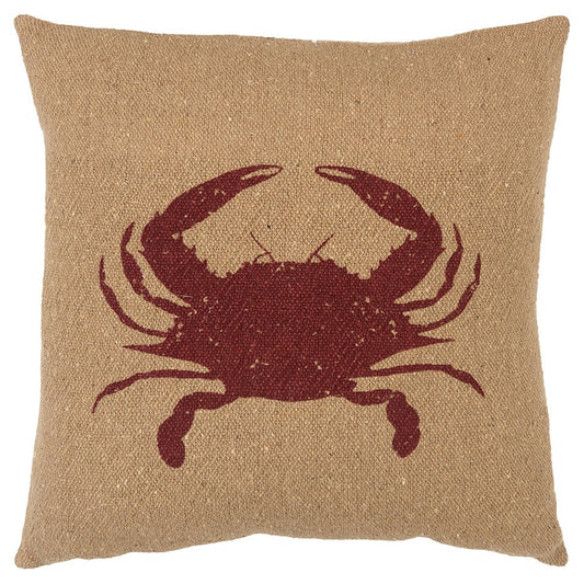 Tan Brown Distressed Crab Throw Pillow FurniFindUSA