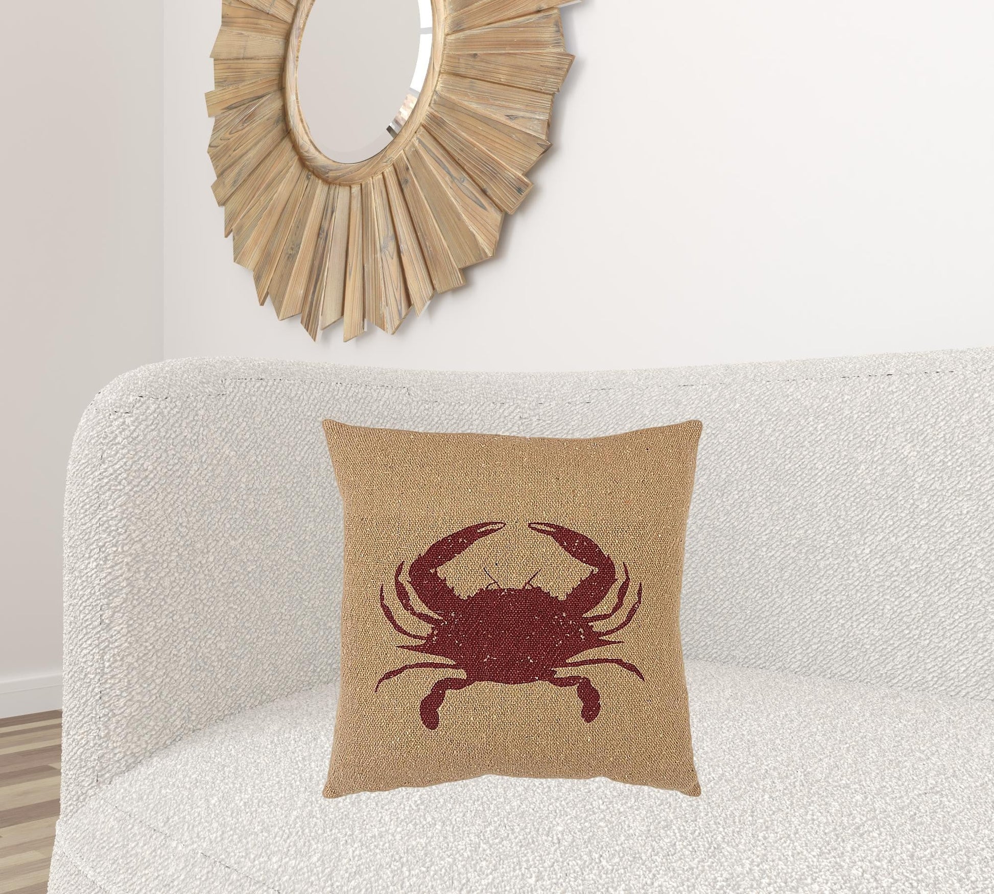 Tan Brown Distressed Crab Throw Pillow FurniFindUSA