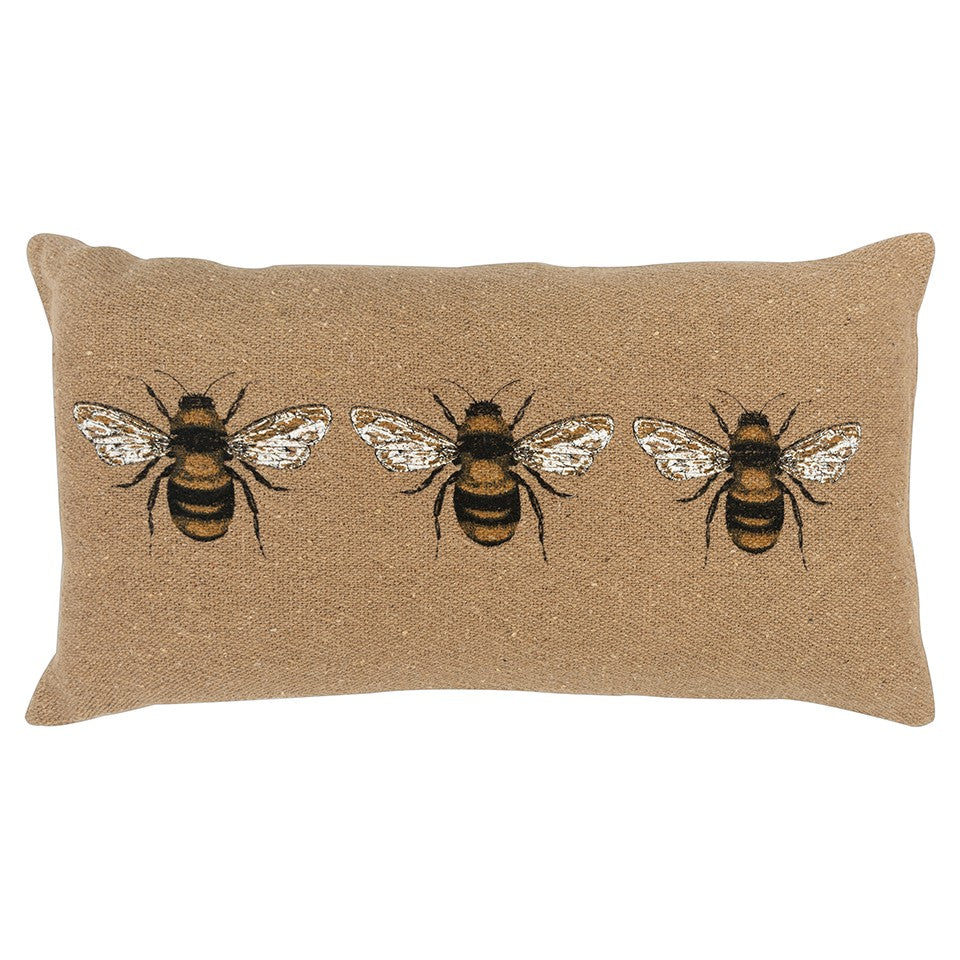 Tan Honeybees Trio Deocrative Lumbar Pillow FurniFindUSA