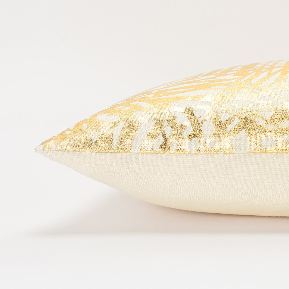 Gold Foil Etched Pattern Lumbar Pillow FurniFindUSA
