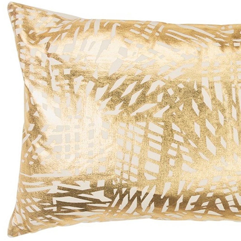 Gold Foil Etched Pattern Lumbar Pillow HomeRoots