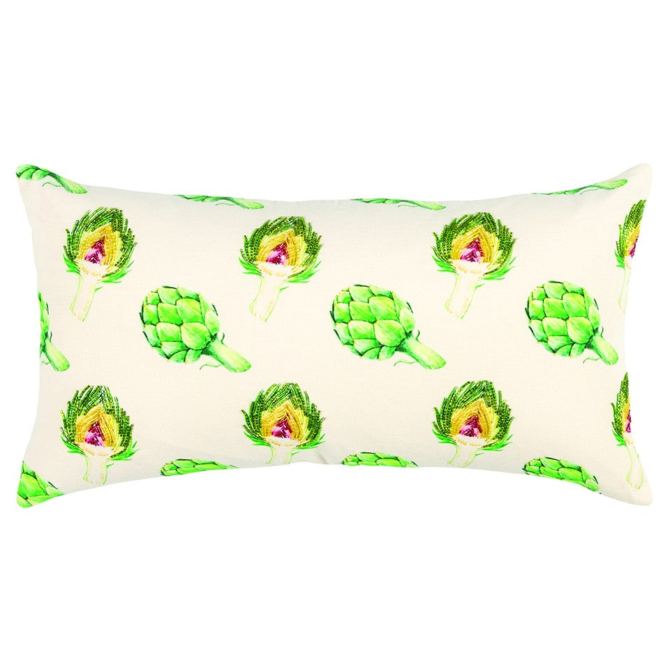 Lemon Green Artichoke Embroidered Lumbar Pillow FurniFindUSA