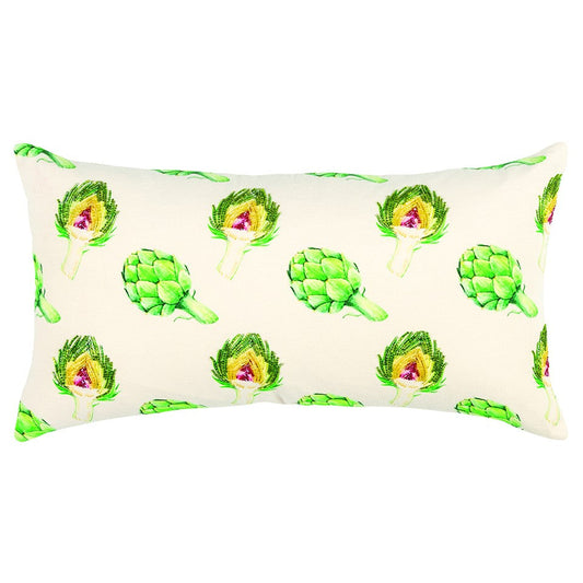 Lemon Green Artichoke Embroidered Lumbar Pillow FurniFindUSA