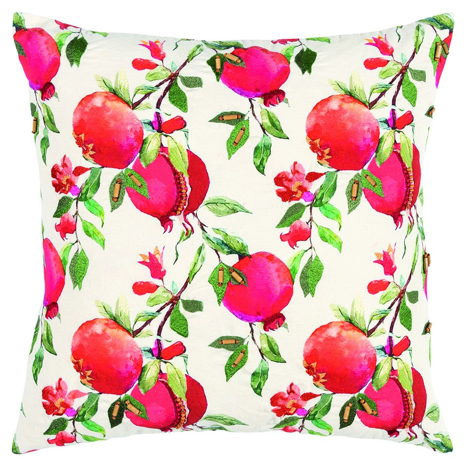 Red White Pomegranates Decorative Throw Pillow FurniFindUSA