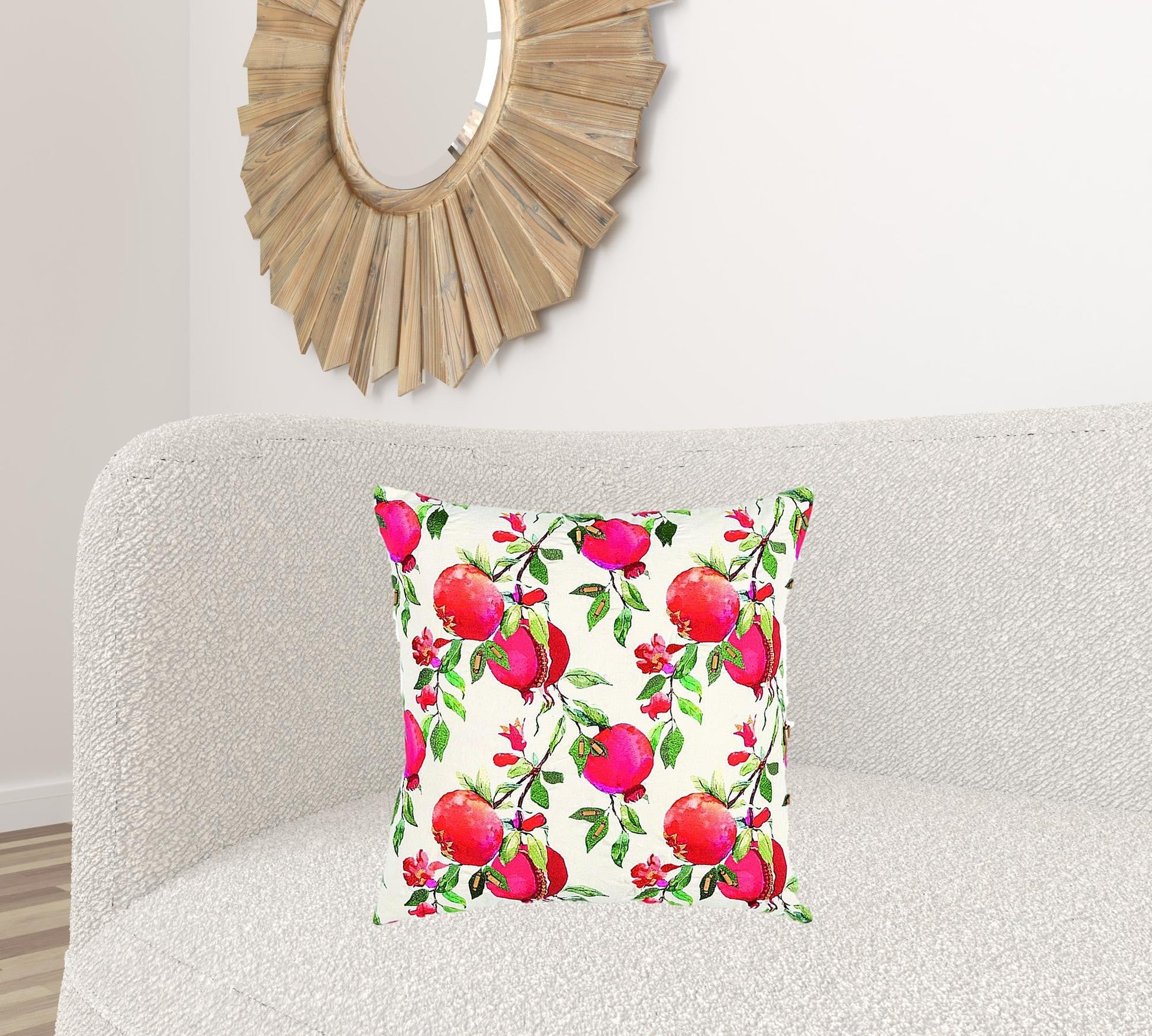 Red White Pomegranates Decorative Throw Pillow FurniFindUSA