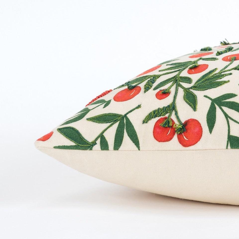 Red Green Cherry Tree Printed Lumbar Pillow FurniFindUSA