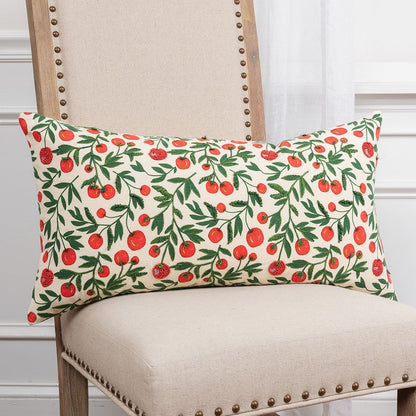 Red Green Cherry Tree Printed Lumbar Pillow FurniFindUSA