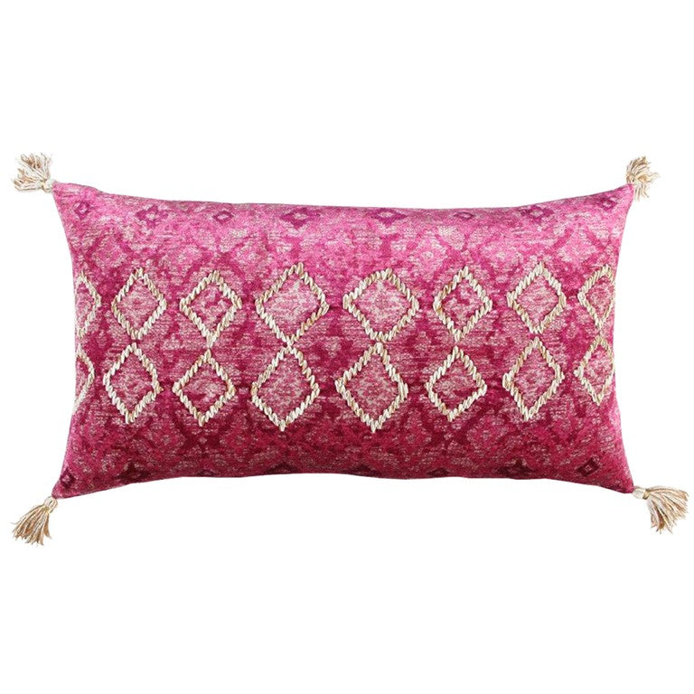 Pink Textured Diamond Velvety Lumbar Pillow FurniFindUSA