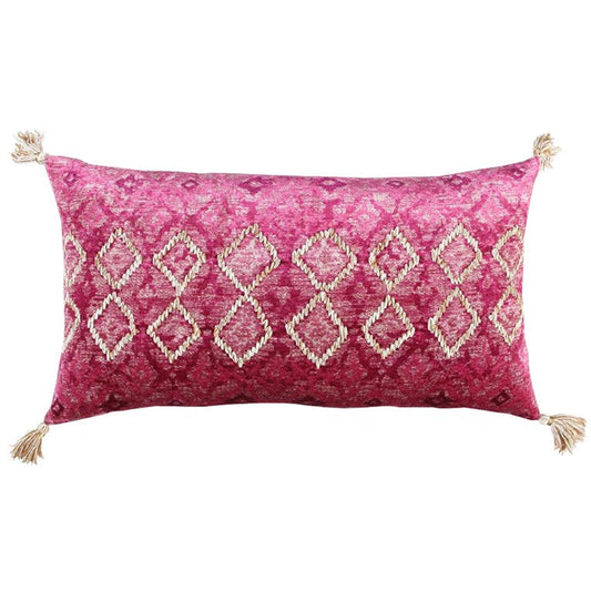Pink Textured Diamond Velvety Lumbar Pillow FurniFindUSA