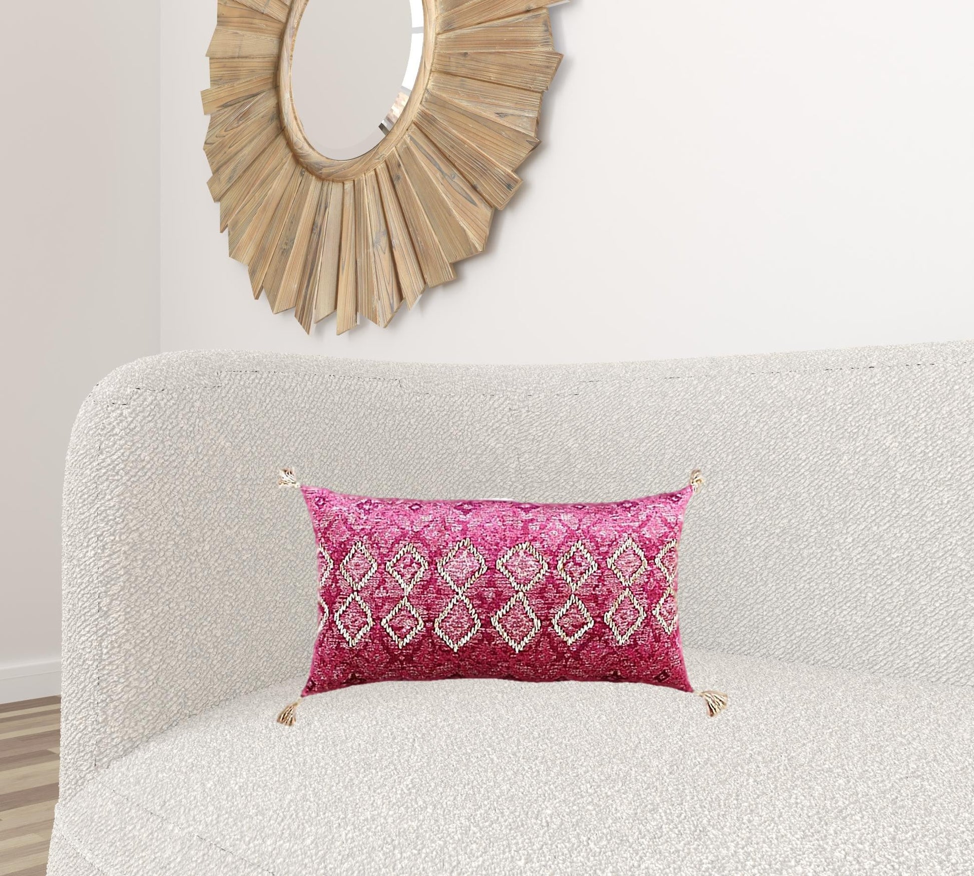 Pink Textured Diamond Velvety Lumbar Pillow FurniFindUSA