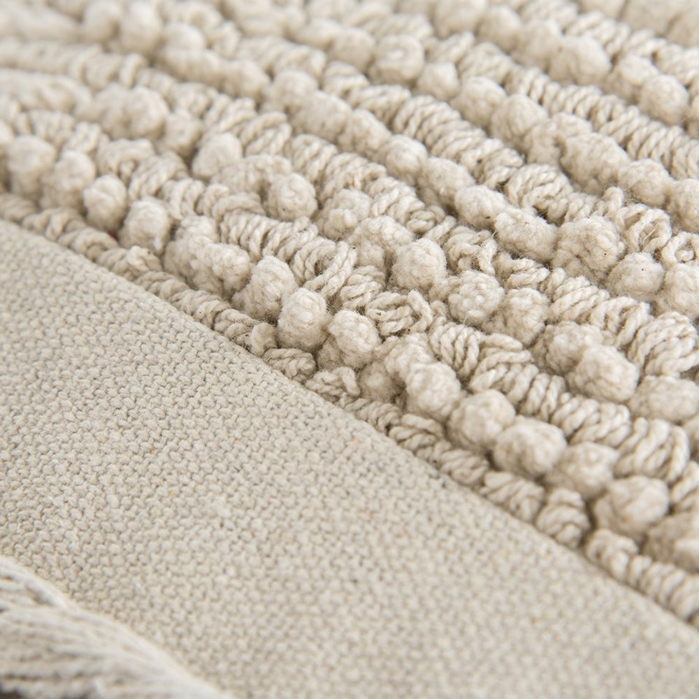 Ivory Braided Stripe Macrame Fringe Lumbar Pillow HomeRoots