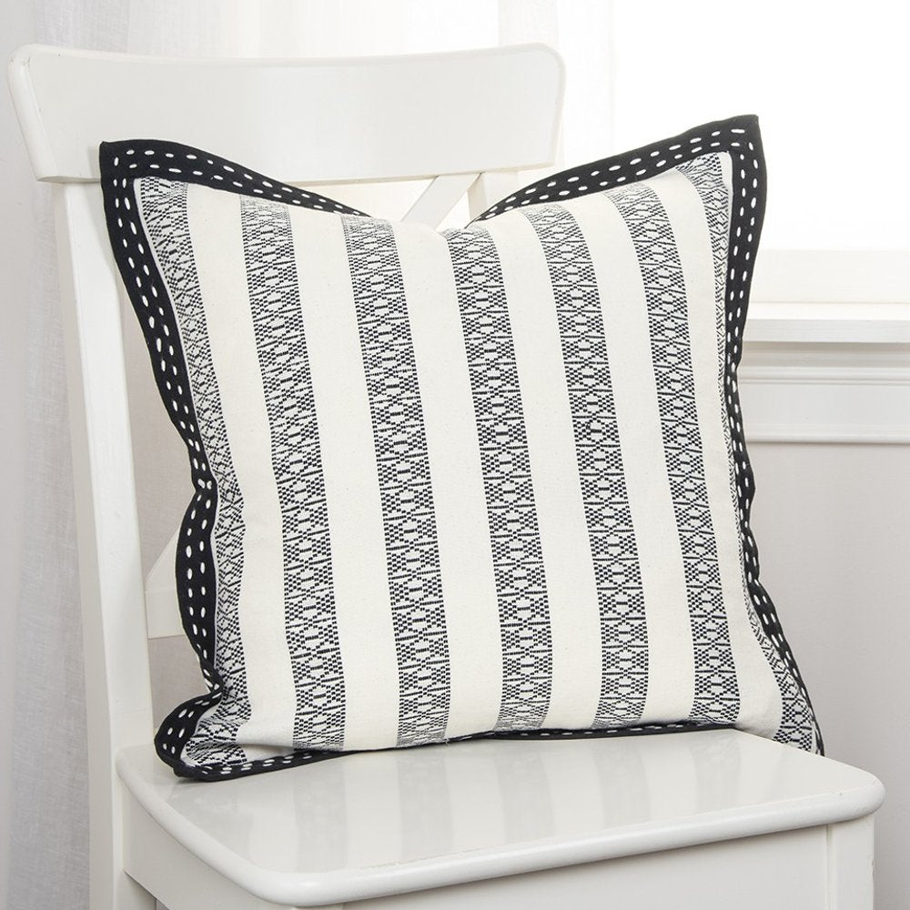 Black Ivory Alternate Striped Throw Pillow — view 5