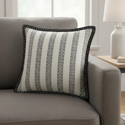 Black Ivory Alternate Striped Throw Pillow HomeRoots
