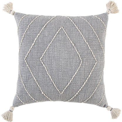 Gray White Diamond Kantha Stitched Throw Pillow FurniFindUSA