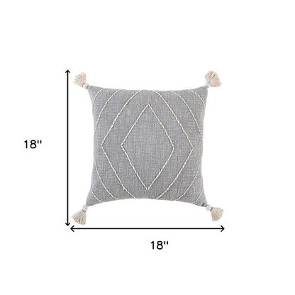 Gray White Diamond Kantha Stitched Throw Pillow HomeRoots