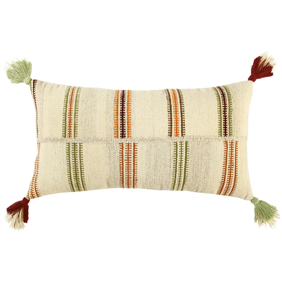 Cream Accent Striped Boho Chic Lumbar Pillow FurniFindUSA