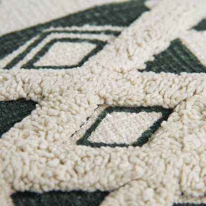 Ivory Green Geometric Boho Chic Lumbar Pillow HomeRoots