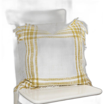 White Gold Open Plaid Textured Throw Pillow FurniFindUSA
