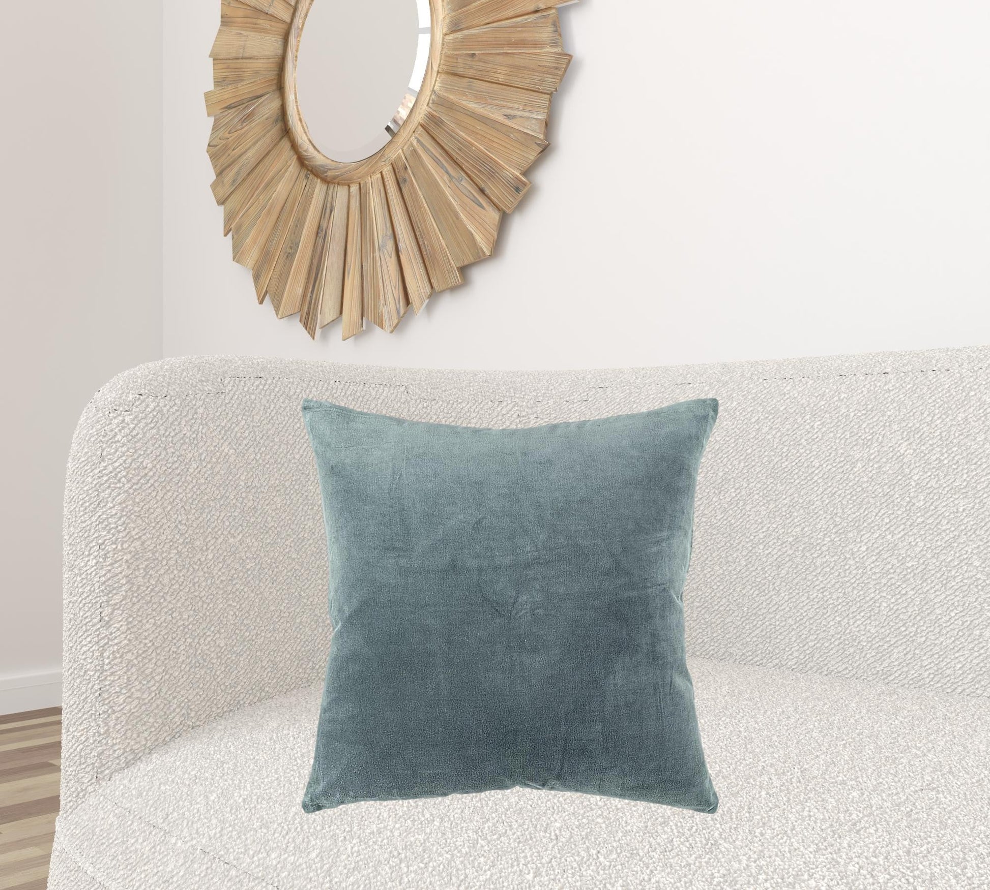 Teal Solid Reversible Cotton Velvet Throw Pillow FurniFindUSA