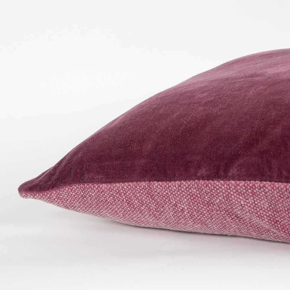 Berry Solid Reversible Cotton Velvet Throw Pillow FurniFindUSA
