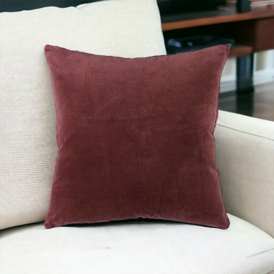 22" Rust Cotton Velvet Throw Pillow FurniFindUSA