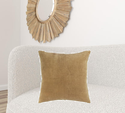 Gold Solid Reversible Cotton Velvet Throw Pillow FurniFindUSA