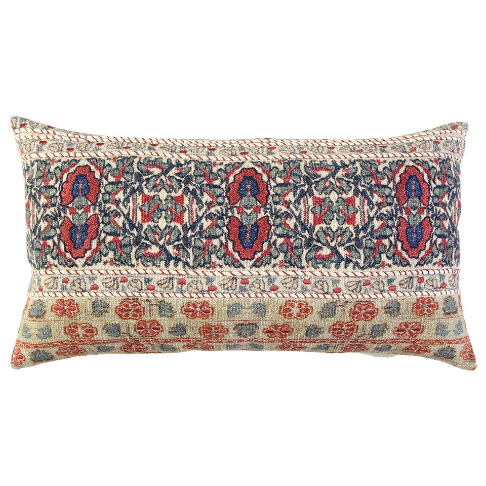 Red Beige Patterned Panel Lumbar Pillow FurniFindUSA
