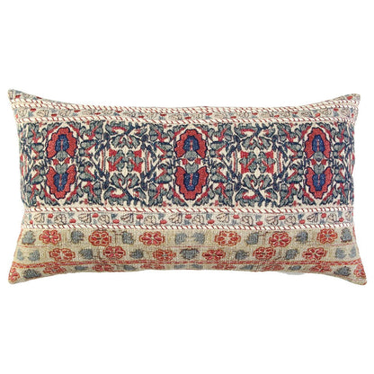 Red Beige Patterned Panel Lumbar Pillow FurniFindUSA