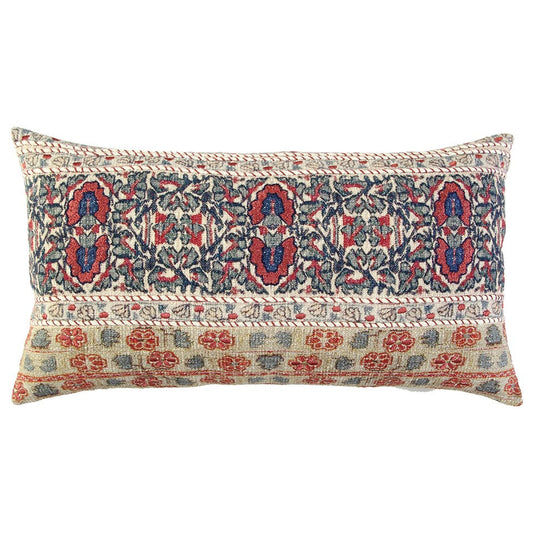 Red Beige Patterned Panel Lumbar Pillow FurniFindUSA