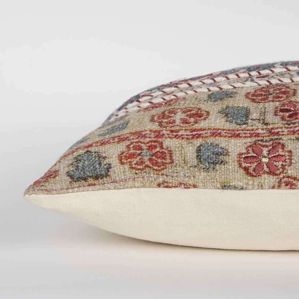 Red Beige Patterned Panel Lumbar Pillow FurniFindUSA