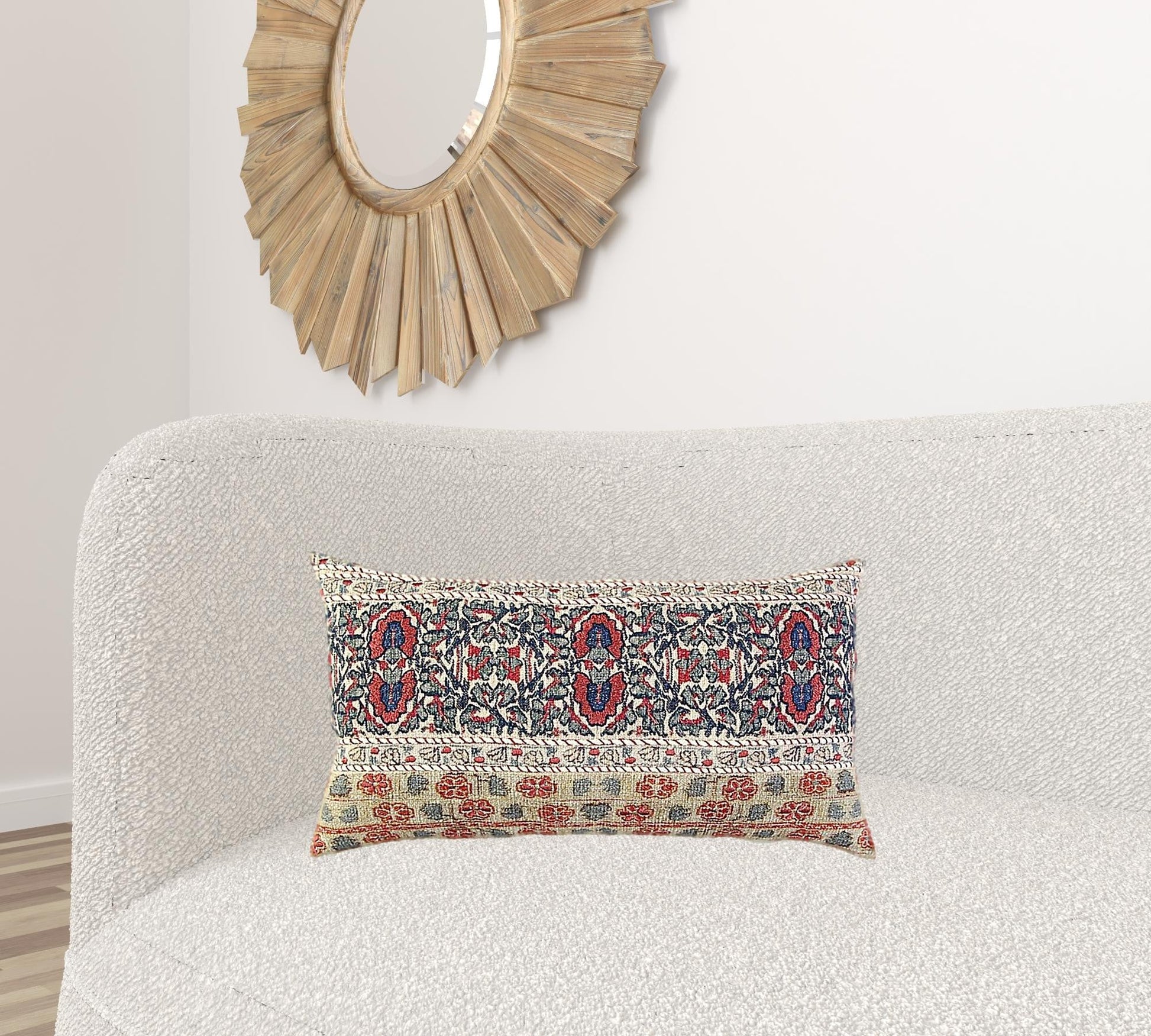 Red Beige Patterned Panel Lumbar Pillow FurniFindUSA