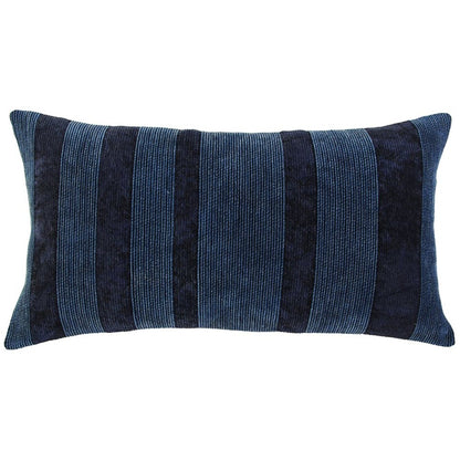 14" X 26" Navy Blue Lumbar Striped Cotton Throw Pillow HomeRoots