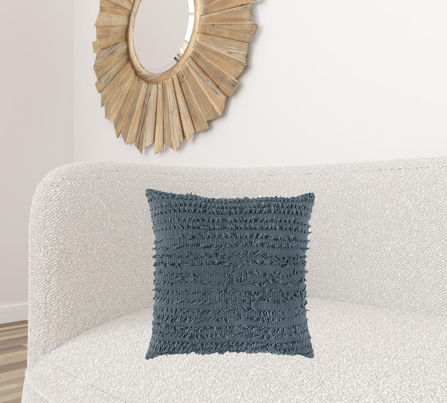 Gray Tasseling Fringe Texture Throw Pillow FurniFindUSA