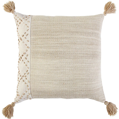 Ivory Blush Accent Stitch Color Block Throw Pillow FurniFindUSA