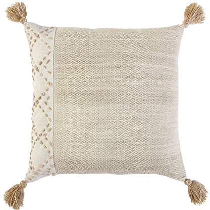 Ivory Blush Accent Stitch Color Block Throw Pillow HomeRoots