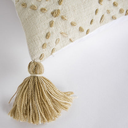 Ivory Blush Accent Stitch Color Block Throw Pillow HomeRoots