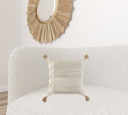 Ivory Blush Accent Stitch Color Block Throw Pillow FurniFindUSA