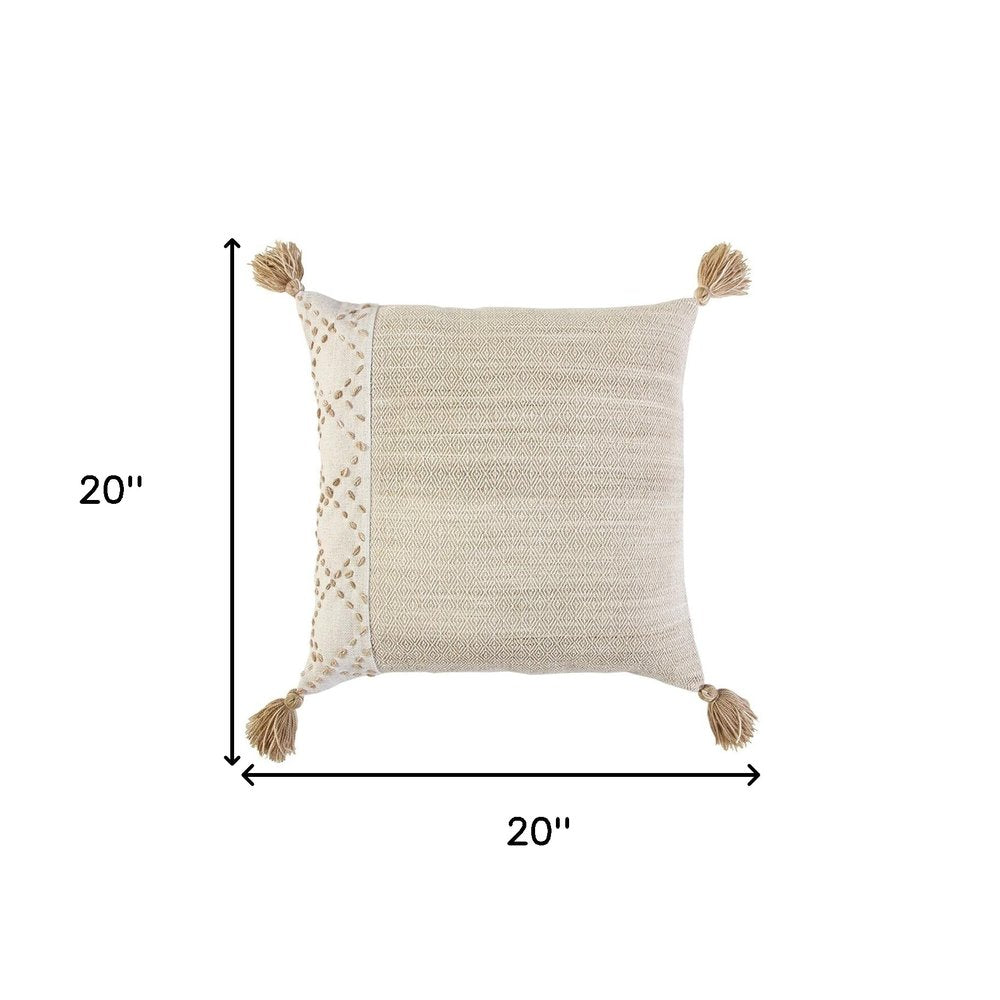 Ivory Blush Accent Stitch Color Block Throw Pillow — view 6