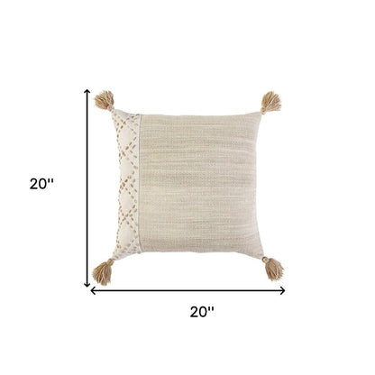 Ivory Blush Accent Stitch Color Block Throw Pillow HomeRoots