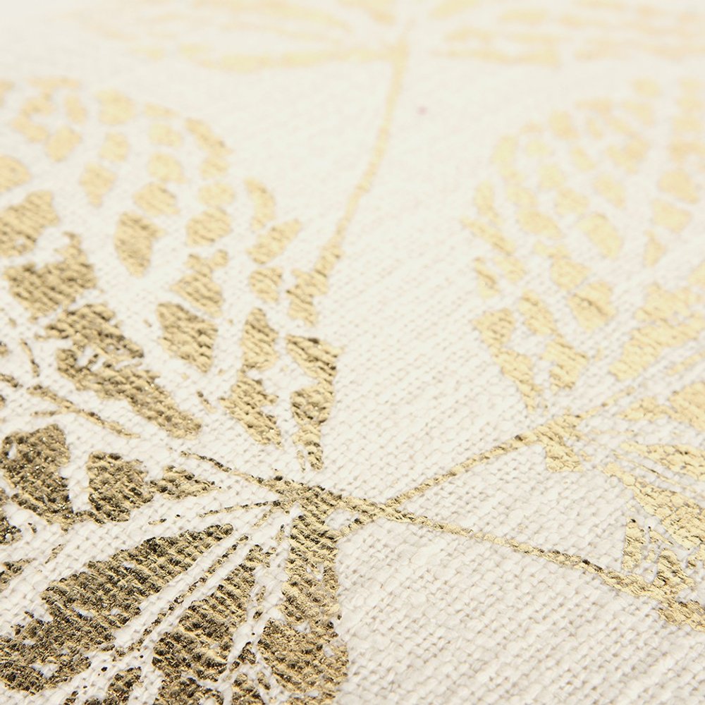 Ivory Gold Metallic Foil Leaf Pattern Throw Pillow — view 3
