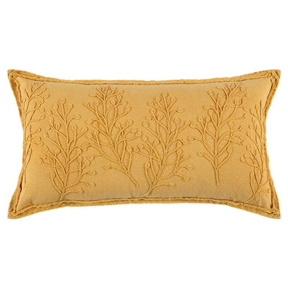14" X 26" Yellow Botanical Throw Pillow With Embroidery HomeRoots