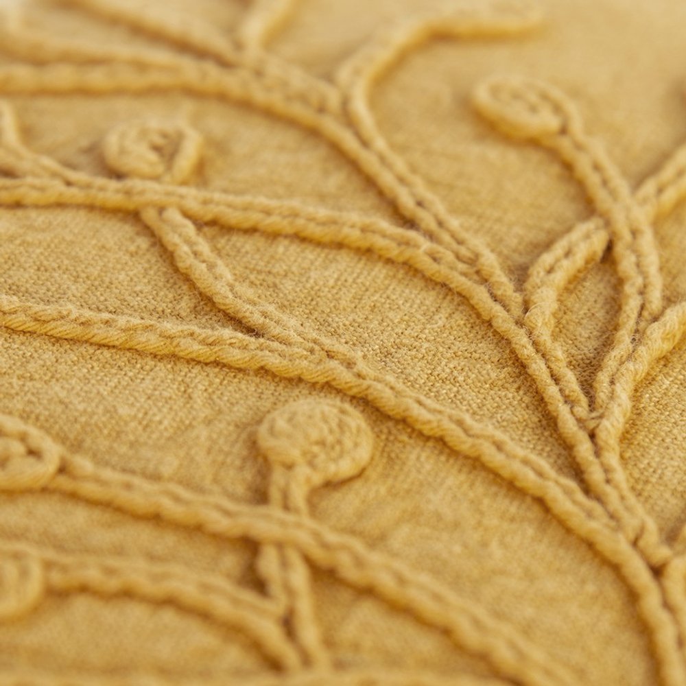 14" X 26" Yellow Botanical Throw Pillow With Embroidery — view 2