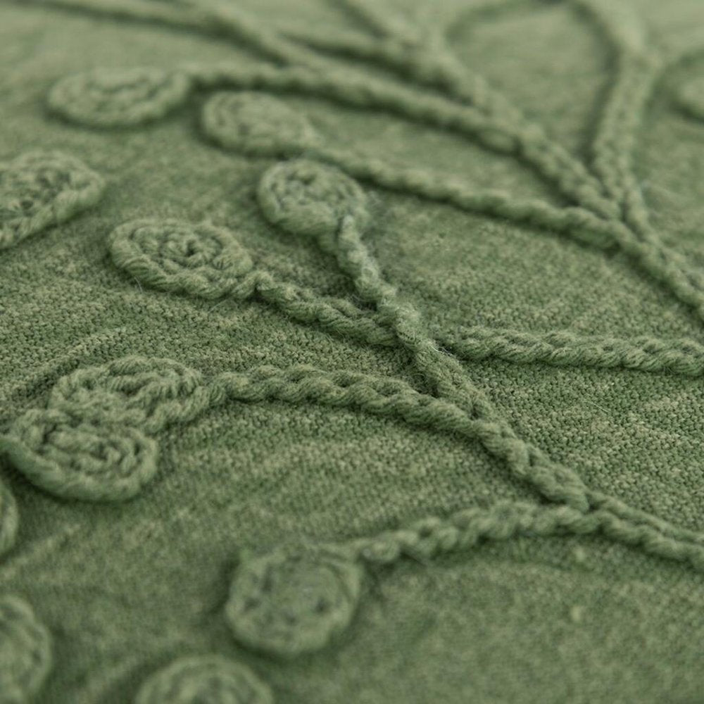 14" X 26" Green Tone on Tone Botanical Throw Pillow With Embroidery — view 4