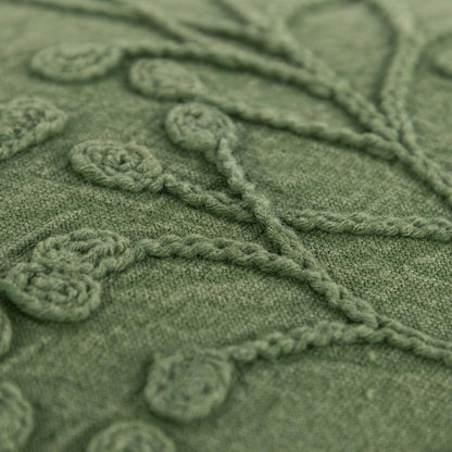 14" X 26" Green Tone on Tone Botanical Throw Pillow With Embroidery HomeRoots