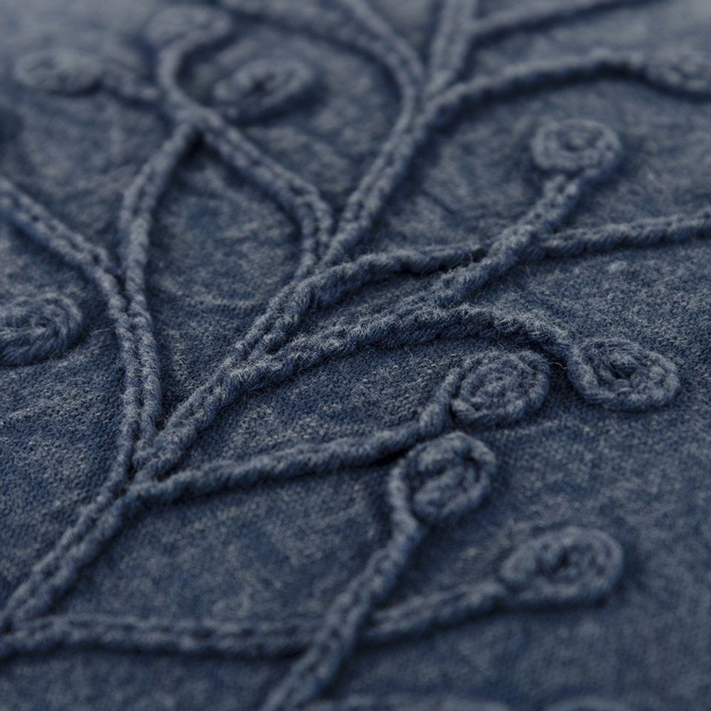 14" x 26" Navy Botanical Pattern Embroidered Lumbar Pillow — view 1