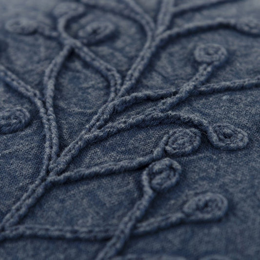 14" x 26" Navy Botanical Pattern Embroidered Lumbar Pillow