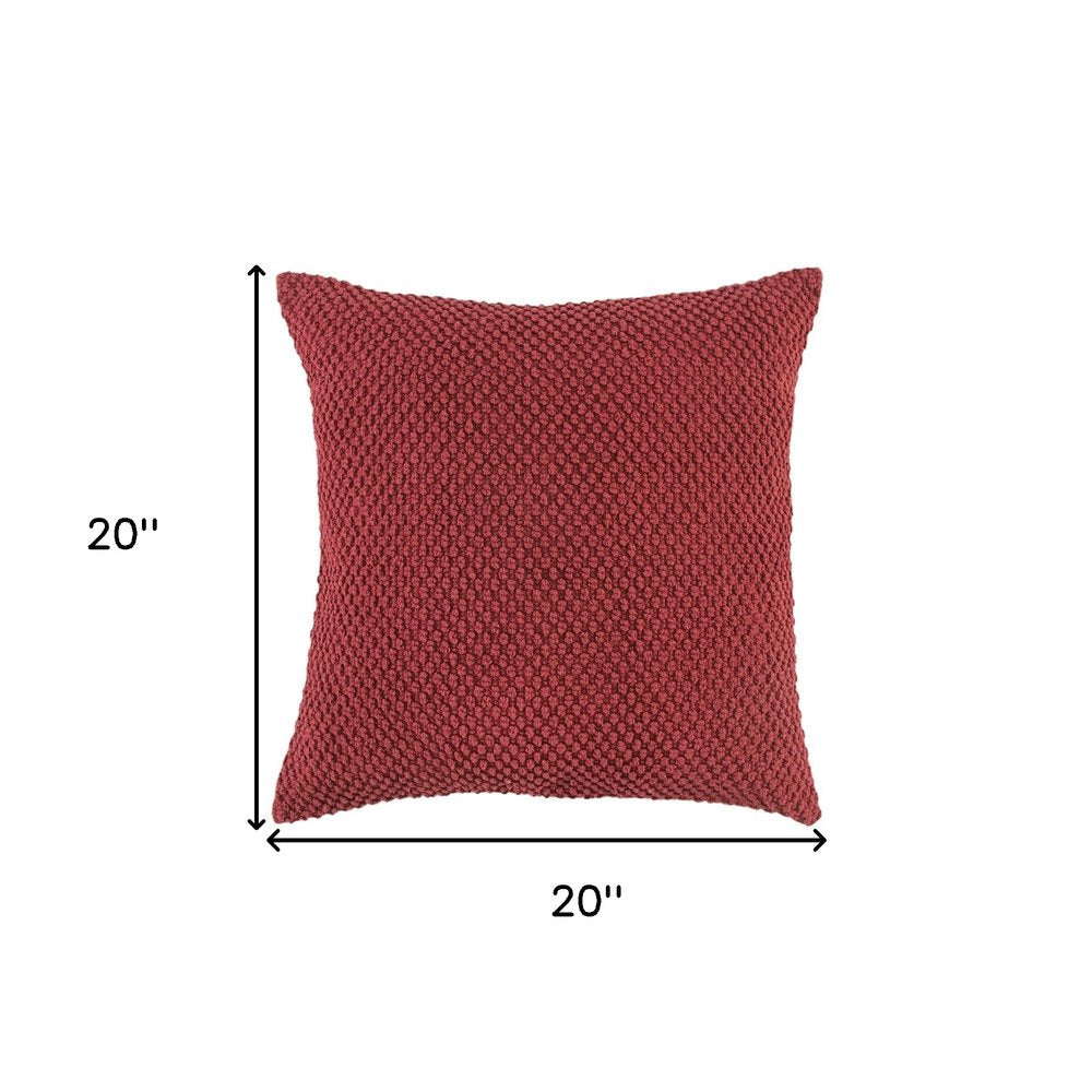 20" Merlot Cotton Throw Pillow with Nubby Texture — view 1