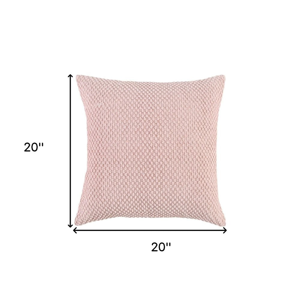 Blush Pink Nubby Textured Modern Throw Pillow — view 5