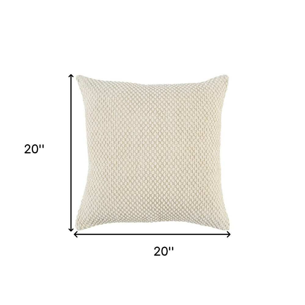 20" Natural Beige Nubby Textured Modern Throw Pillow — view 5