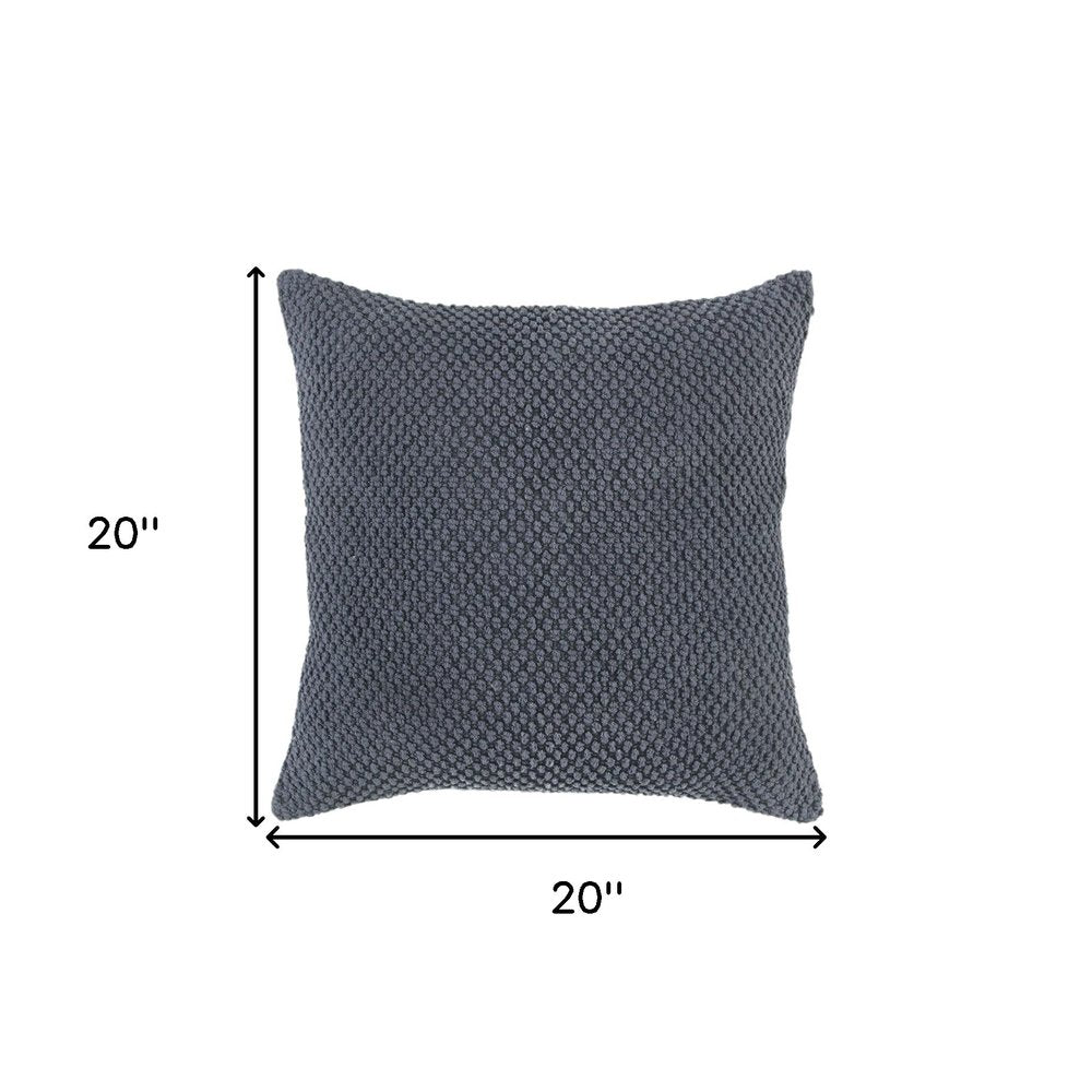 Dark Gray Nubby Textured Modern Throw Pillow — view 5